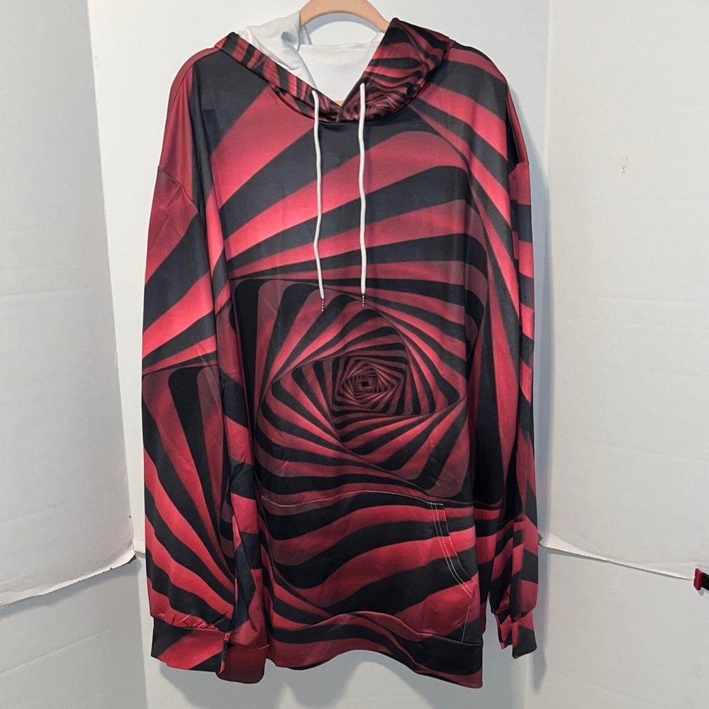 Lightweight Red and Black Spiral Hoodie